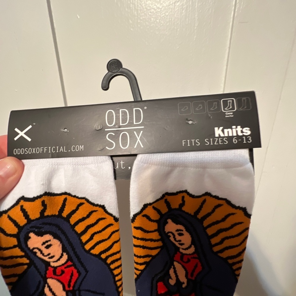 ODD SOX Our Lady of Guadalupe Thick Cotton Blend Crew Socks Men's 6-13 HTF NWT